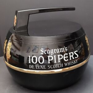 Seagram's 100 Piper's Deluxe Scotch Whisky Curling Stone Ice Bucket.